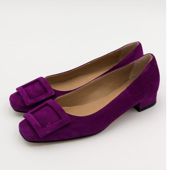 ANN MASHBURN Buckle Flat women's Deep Orchid Suede size US4 EU35 - Picture 2 of 11
